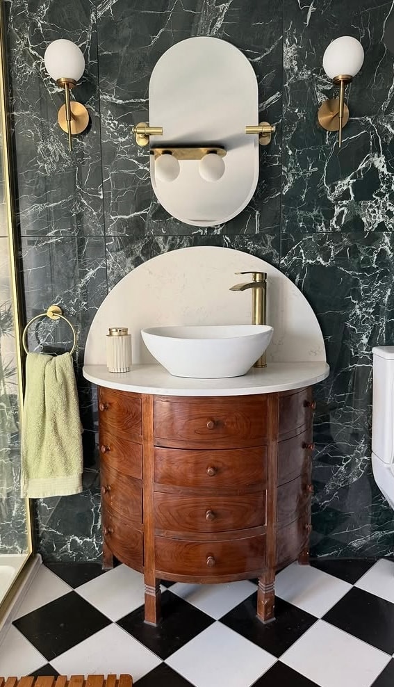 Luxury bathroom fit out with walk-in shower and contemporary tiling
